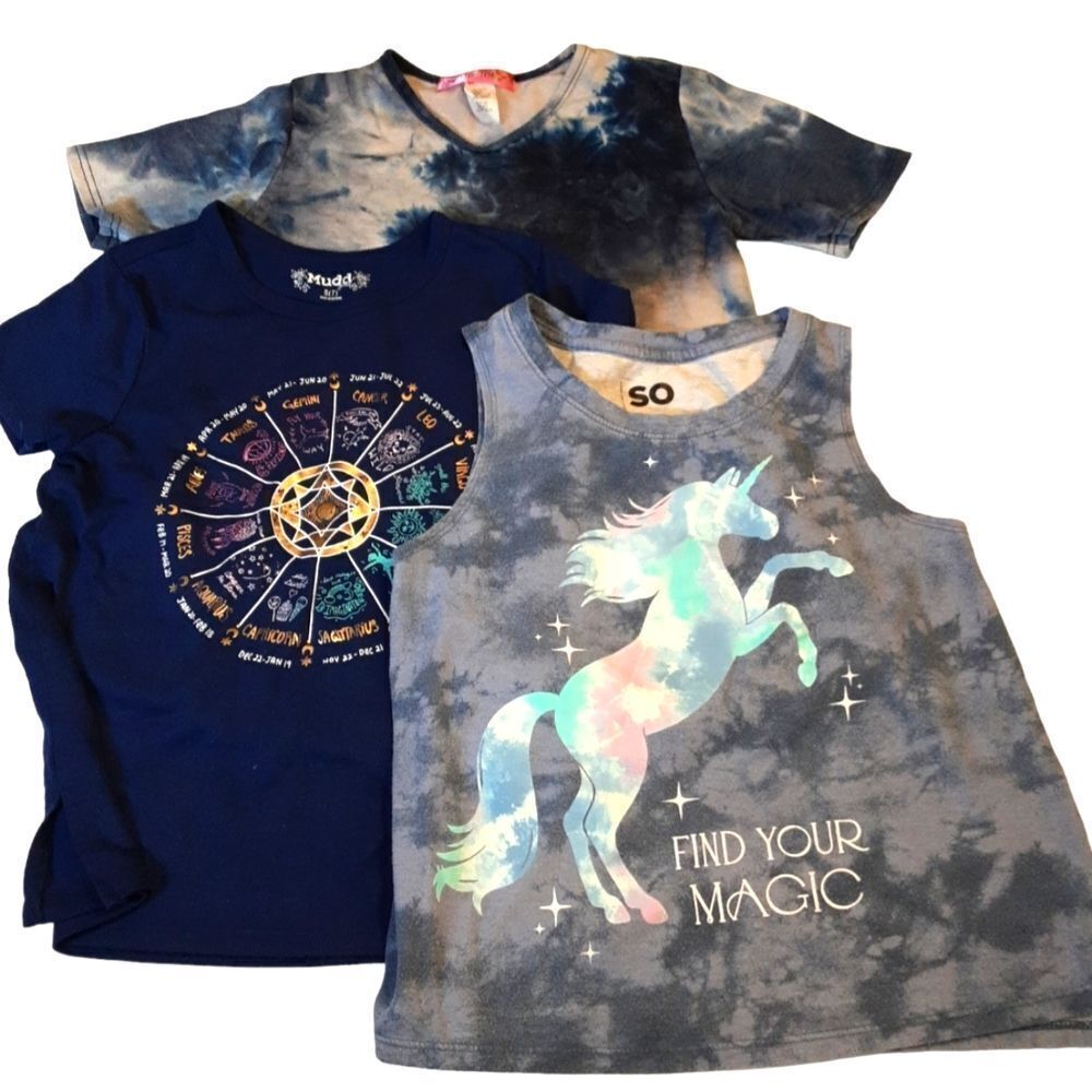 SO Mudd Tip Toe T-shirts Mystical Short Sleeved Set of 3 Size 6-8‎